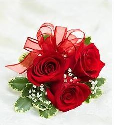 Red rose spray Corsage